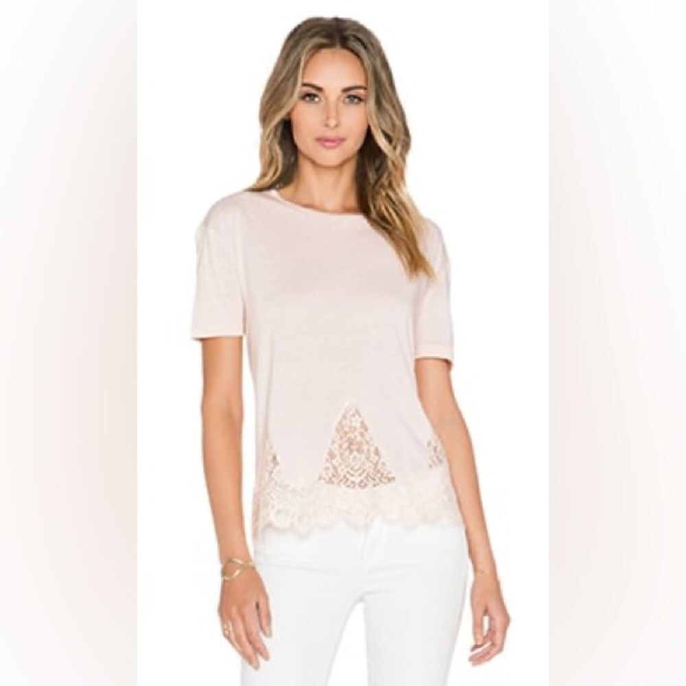 The kooples paris short sleeve jersey t shirt with lace medium